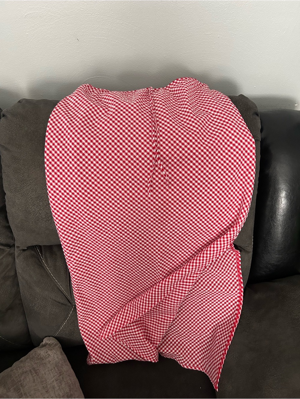 Target Red and White Gingham Straight Midi Skirt